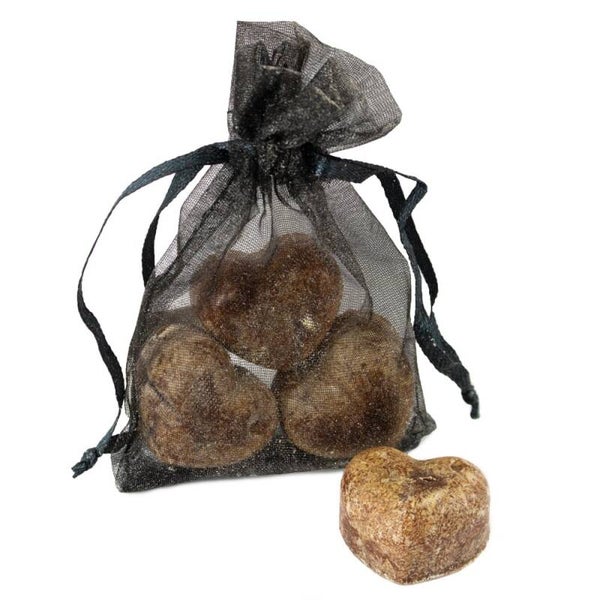 Amberblokjes in organza zakje - original amber - hart