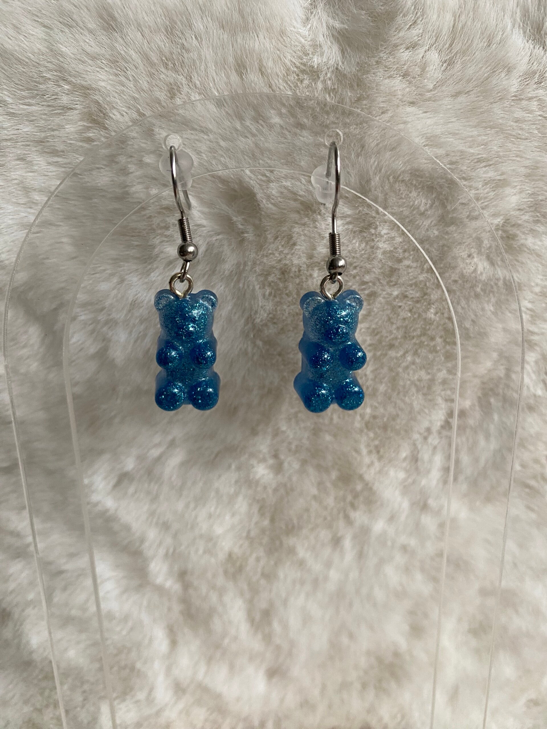 Oorbel gummy bear blauw