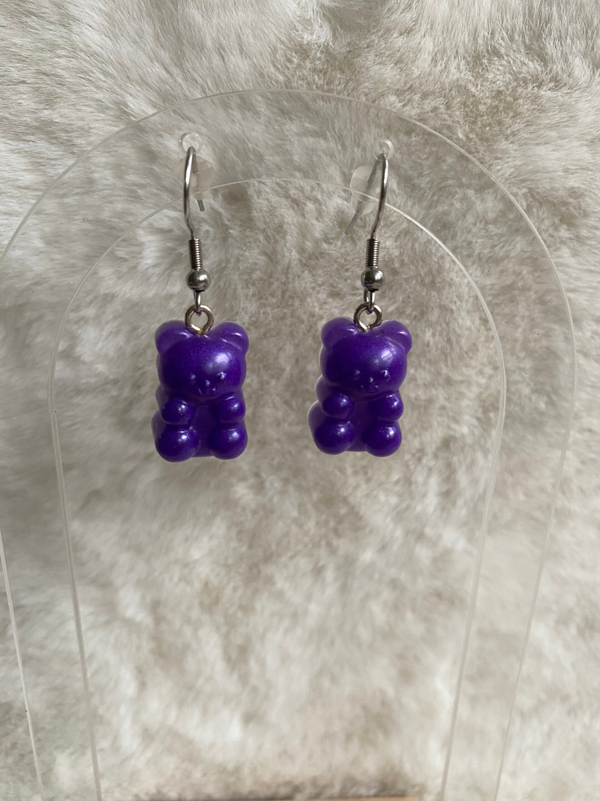 Oorbel gummy bear paars