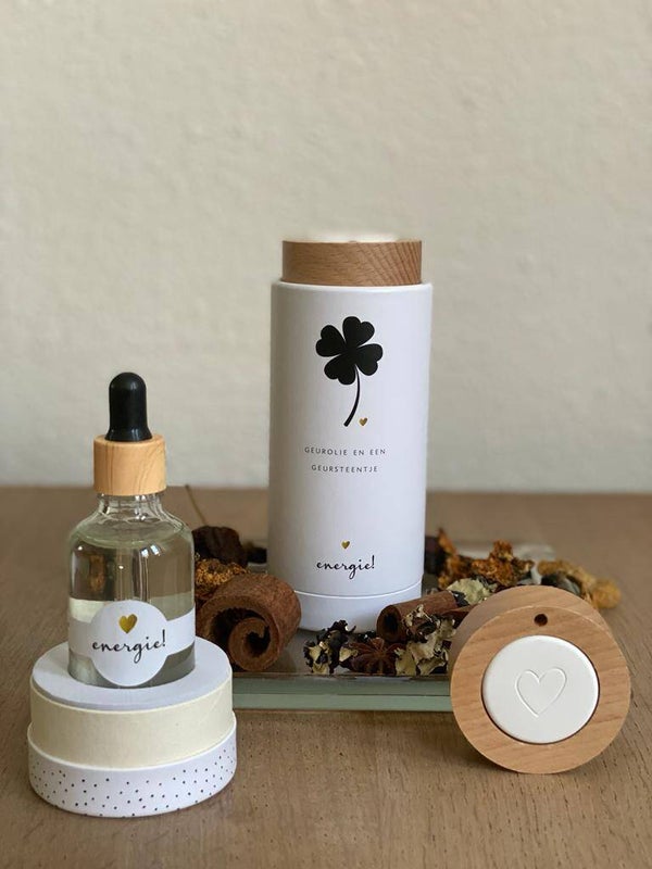 geursteen en geurolie - klavertje (blanco)