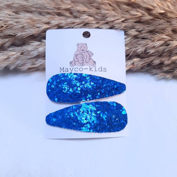 Haarknipjes setje blauw glitter