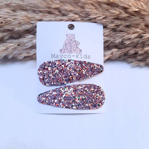 Haarknipjes setje roze multi glitter