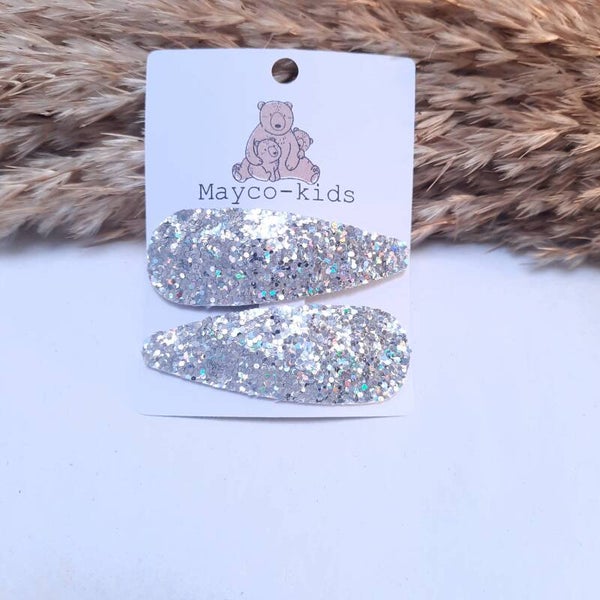 Haarknipjes setje zilver multi glitter