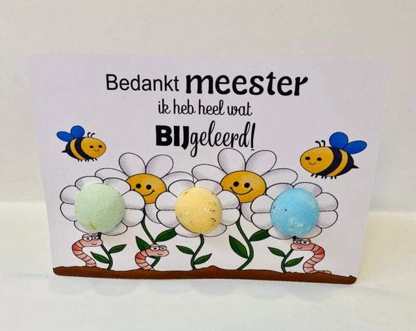Zaadbommetjes kaart met 3 bloemen