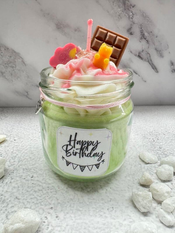 Duftkerze „Happy Birthday“ – Limette & Mango 🥭🍋✨
