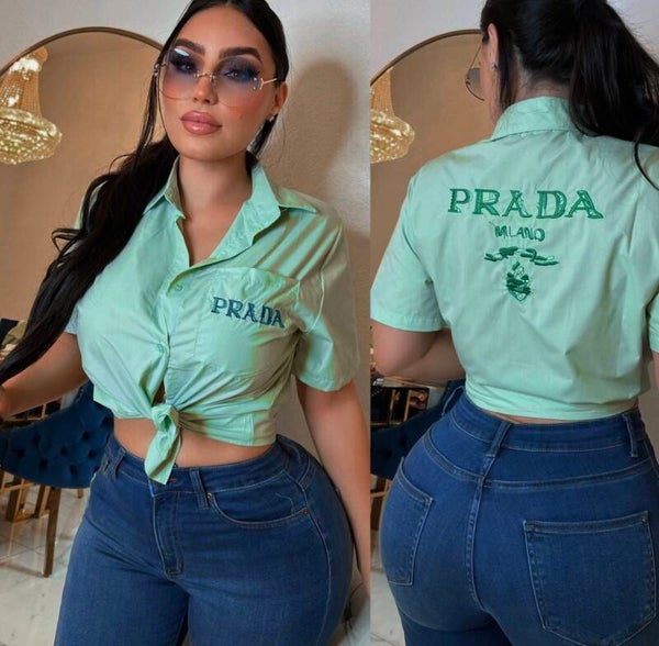 Camiseta Prada verde agua