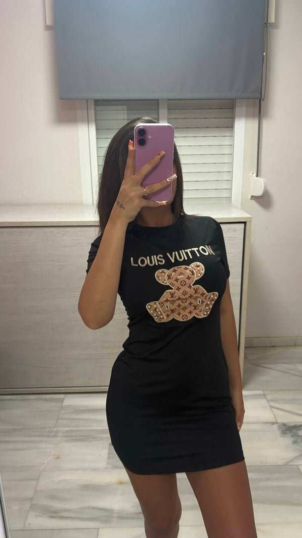 Vestido LV oso perlas