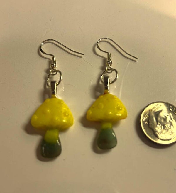 Mushroom Earrings-Yellow