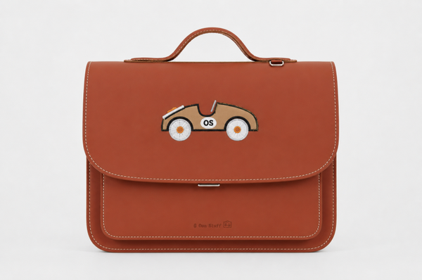*Lederen kleuterboekentas AUTO Chestnut Own Stuff