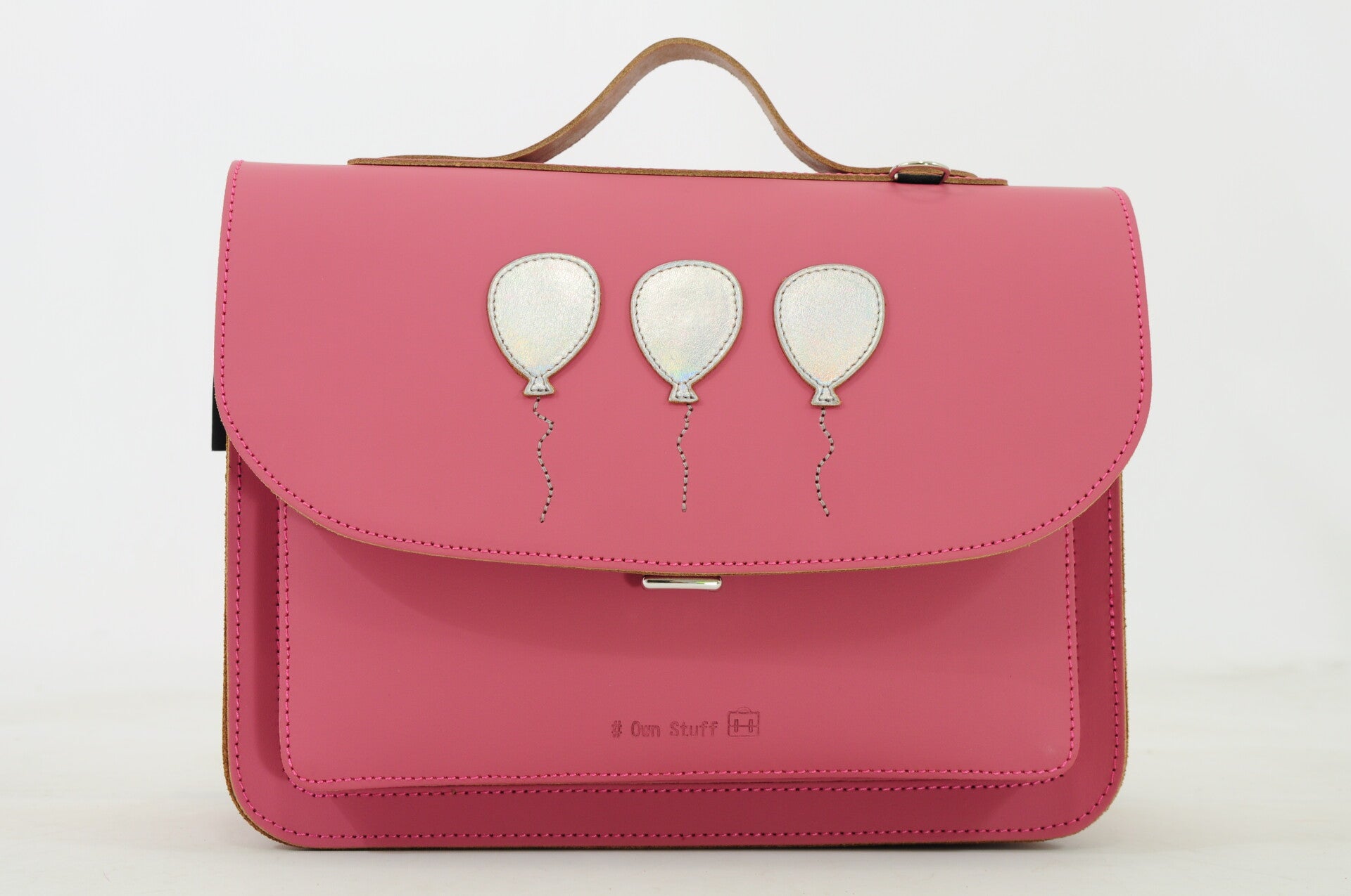 *Lederen kleuterboekentas 3 ballonnen Antiek pink Own Stuff