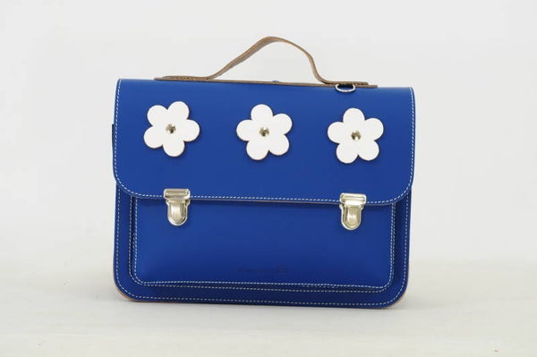 Lederen kleuterboekentas BLOEMEN Cobalt Own Stuff