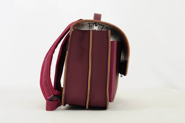 *Lederen lagere school boekentas BICOLOR Aubergine-Plum Own Stuff