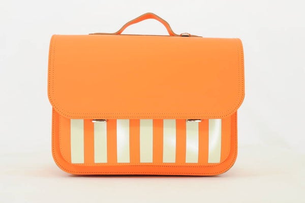 *Lederen lagere school boekentas BEACH Oranje Own Stuff