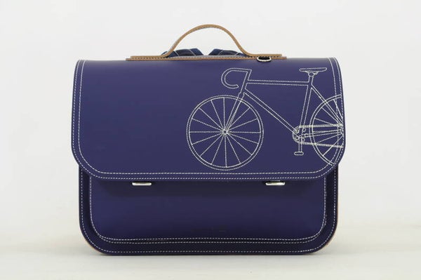 *Lederen lagere school boekentas FIETS Marine Own Stuff