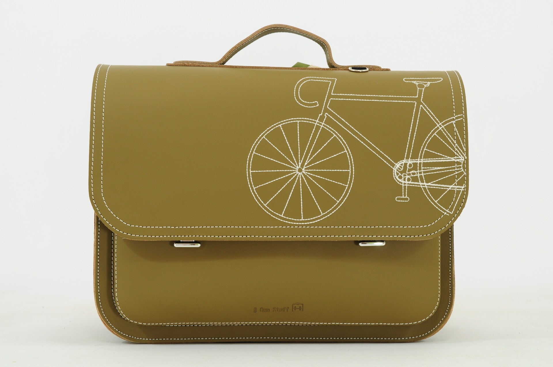 *Lederen lagere school boekentas FIETS Moss Own Stuff