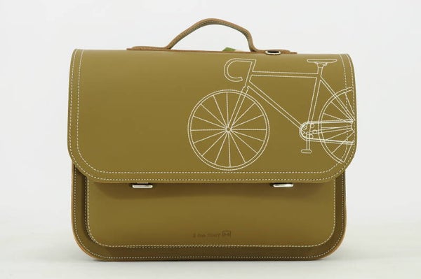 *Lederen lagere school boekentas FIETS Moss Own Stuff