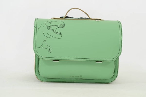 Lederen lagere school boekentas DINO Pastel groen Own Stuff