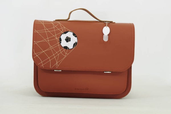 Lederen lagere school boekentas VOETBAL Chestnut Own Stuff