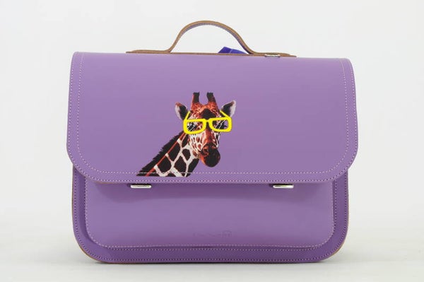 Lederen lagere school boekentas GIRAF Paars Own Stuff