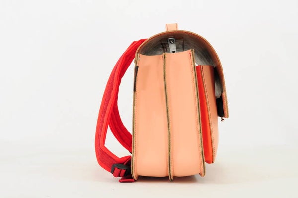 *Lederen lagere school boekentas BICOLOR Peach-StrawberryOwn Stuff