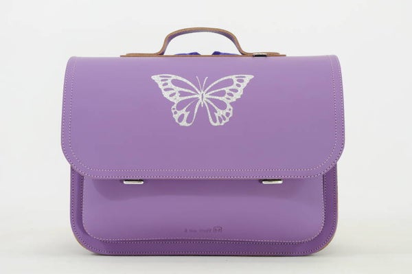*Lederen lagere school boekentas Butterfly Paars Own Stuff