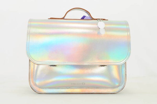 *Lederen lagere school boekentas ZILVER Own Stuff