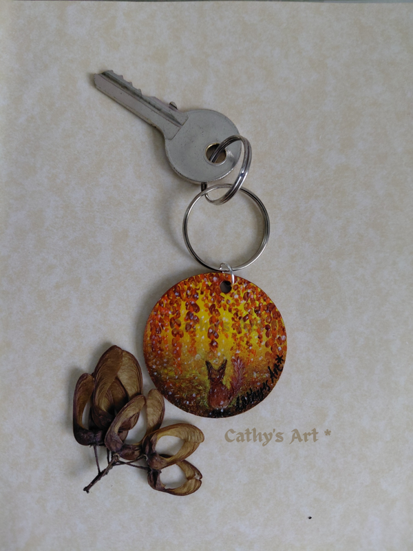 "Foxy" hand painted keyring