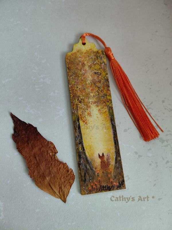 Original hand painted bookmark "Autumn Days"