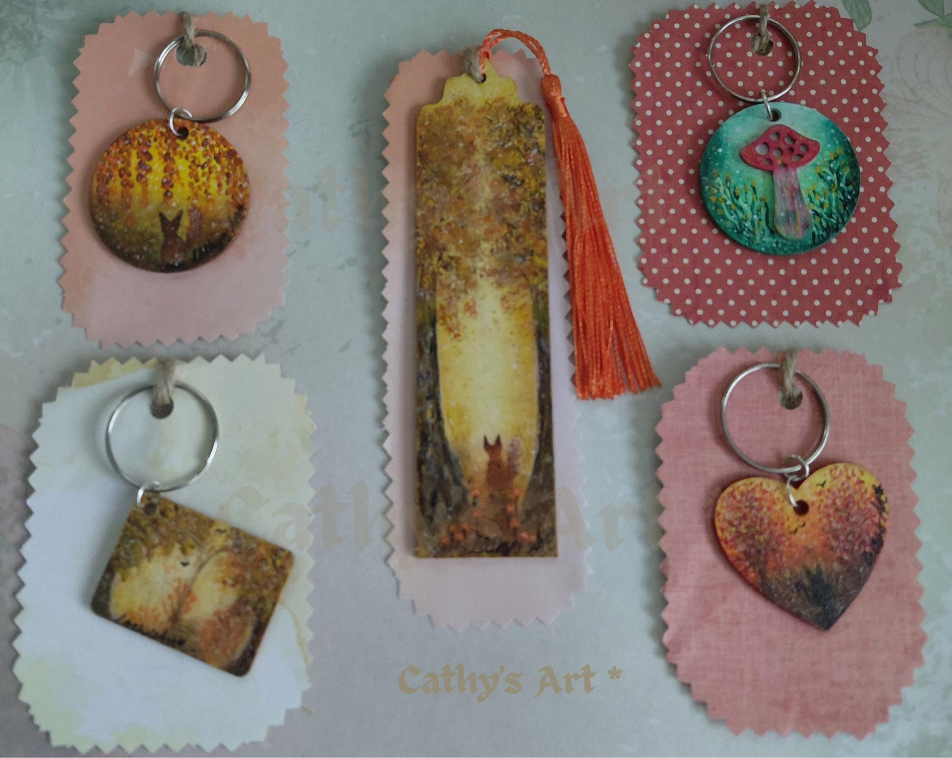 A collection of stickers, featuring original artwork by Cathy's Art*