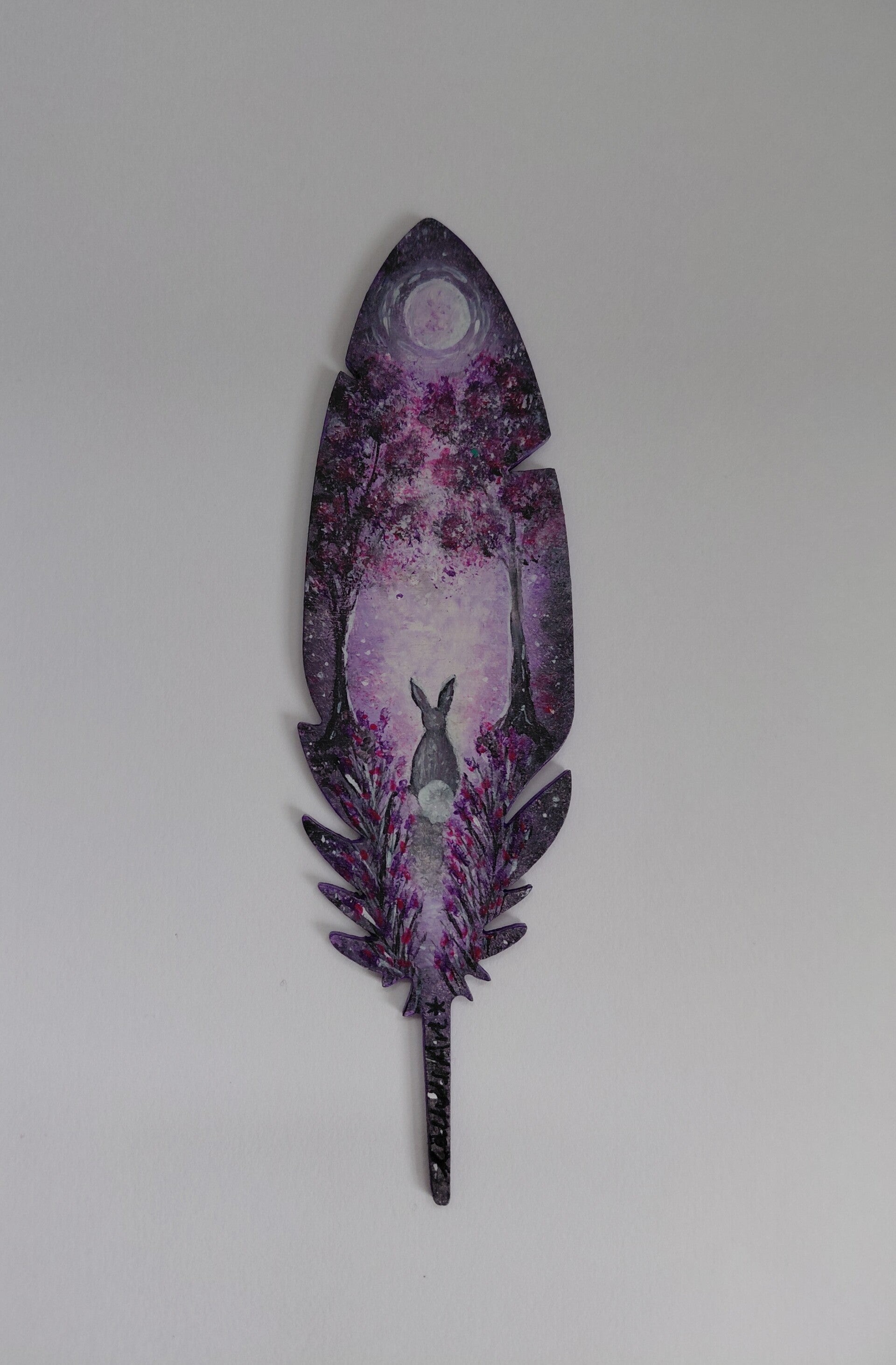 "Mesmerised" Original hand painted feather bookmark
