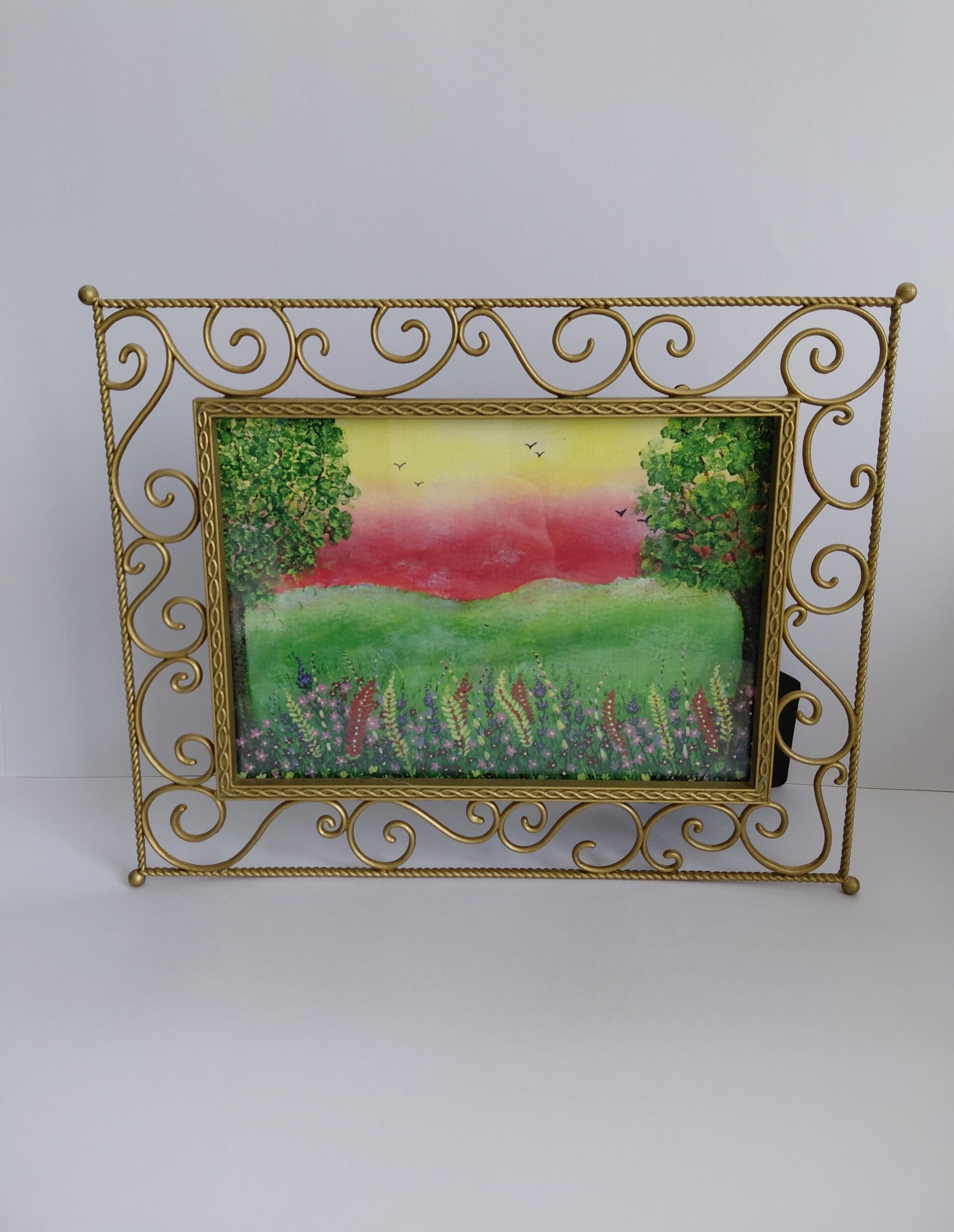 "Field of wild flowers" Original acrylic framed painting
