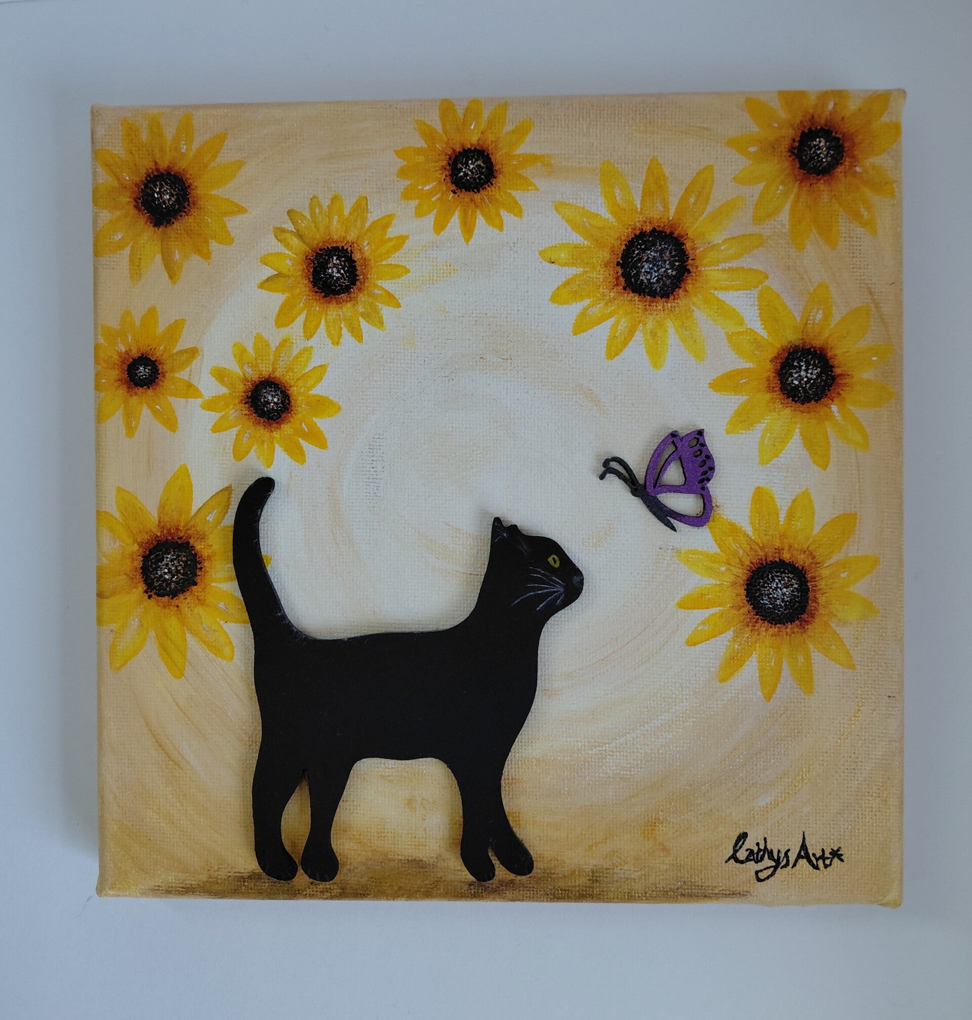 "In The Sunflowers" Original acrylic canvas painting