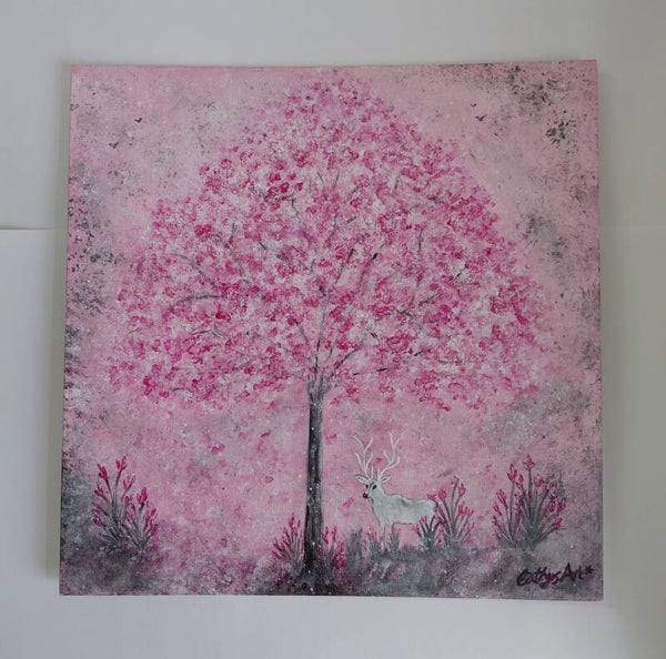 "The White Stag" Original acrylic canvas painting