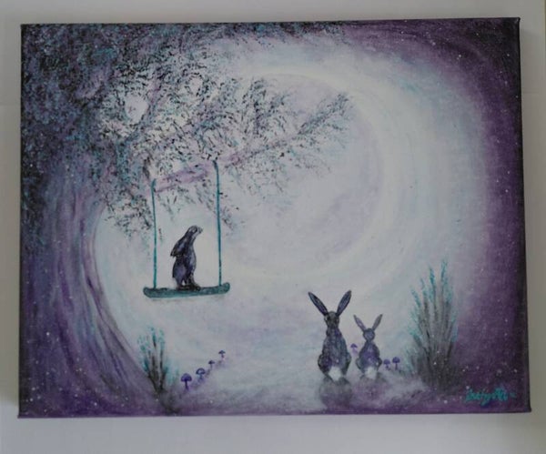 "Hypnosis of the hare" Original acrylic canvas painting
