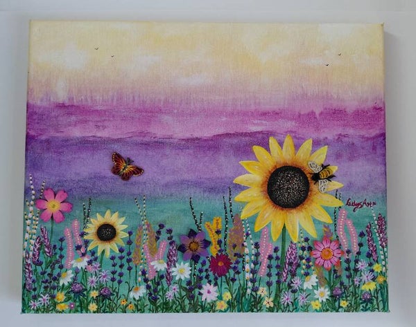 "Flowers of my dreams" Original acrylic canvas  painting