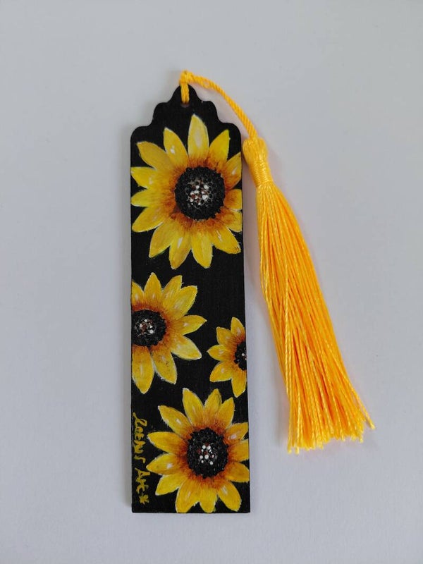 "Sunflowers" original painted bookmark