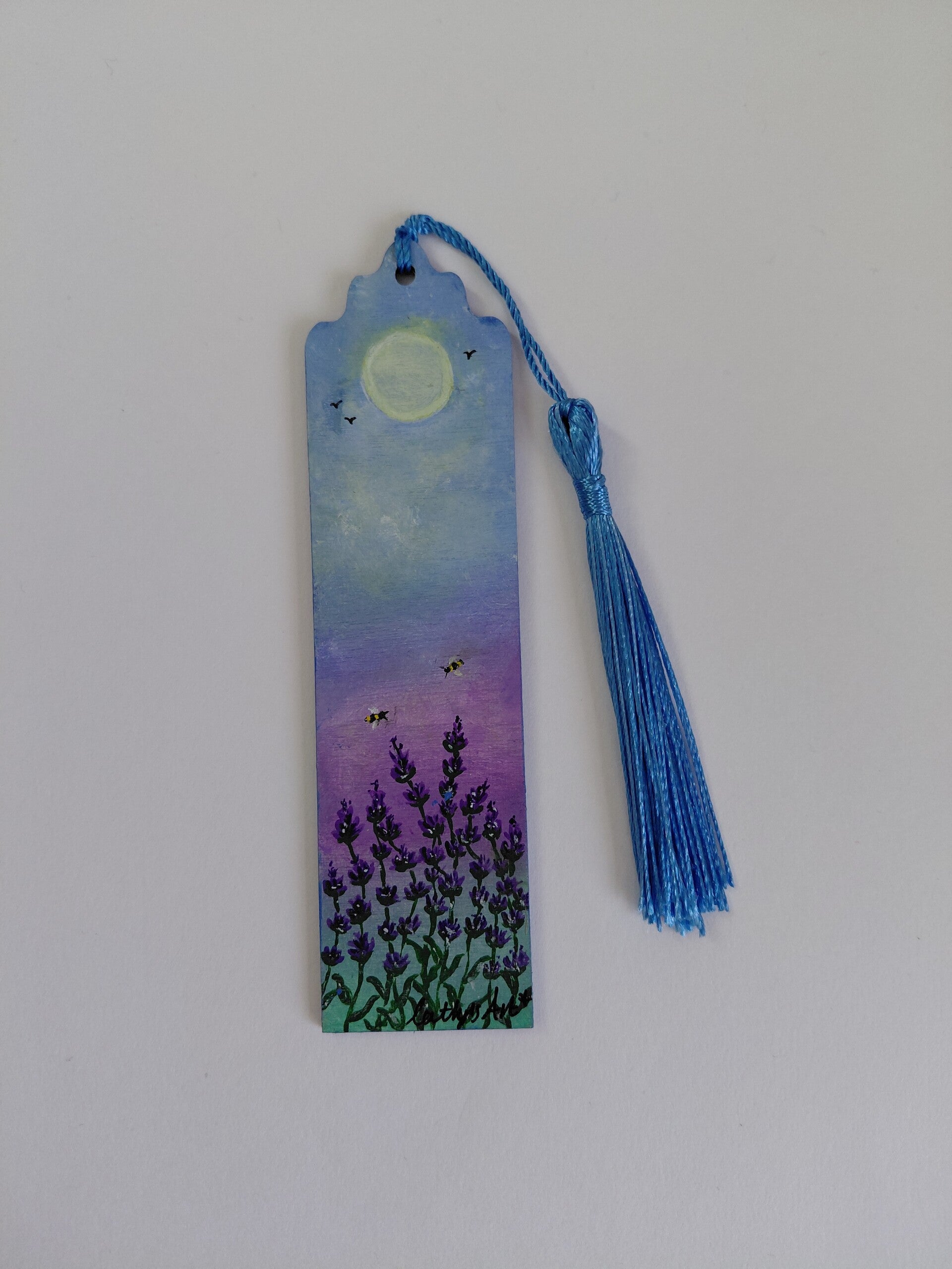 "Lavender & Bees" original painted bookmark
