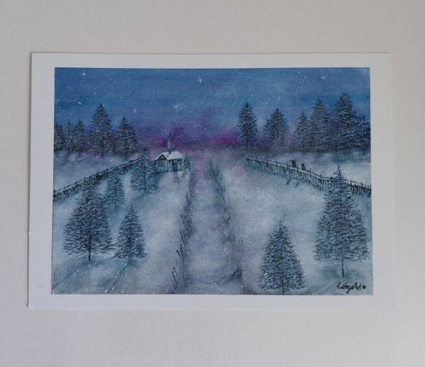 "Winters Eve" printed postcard