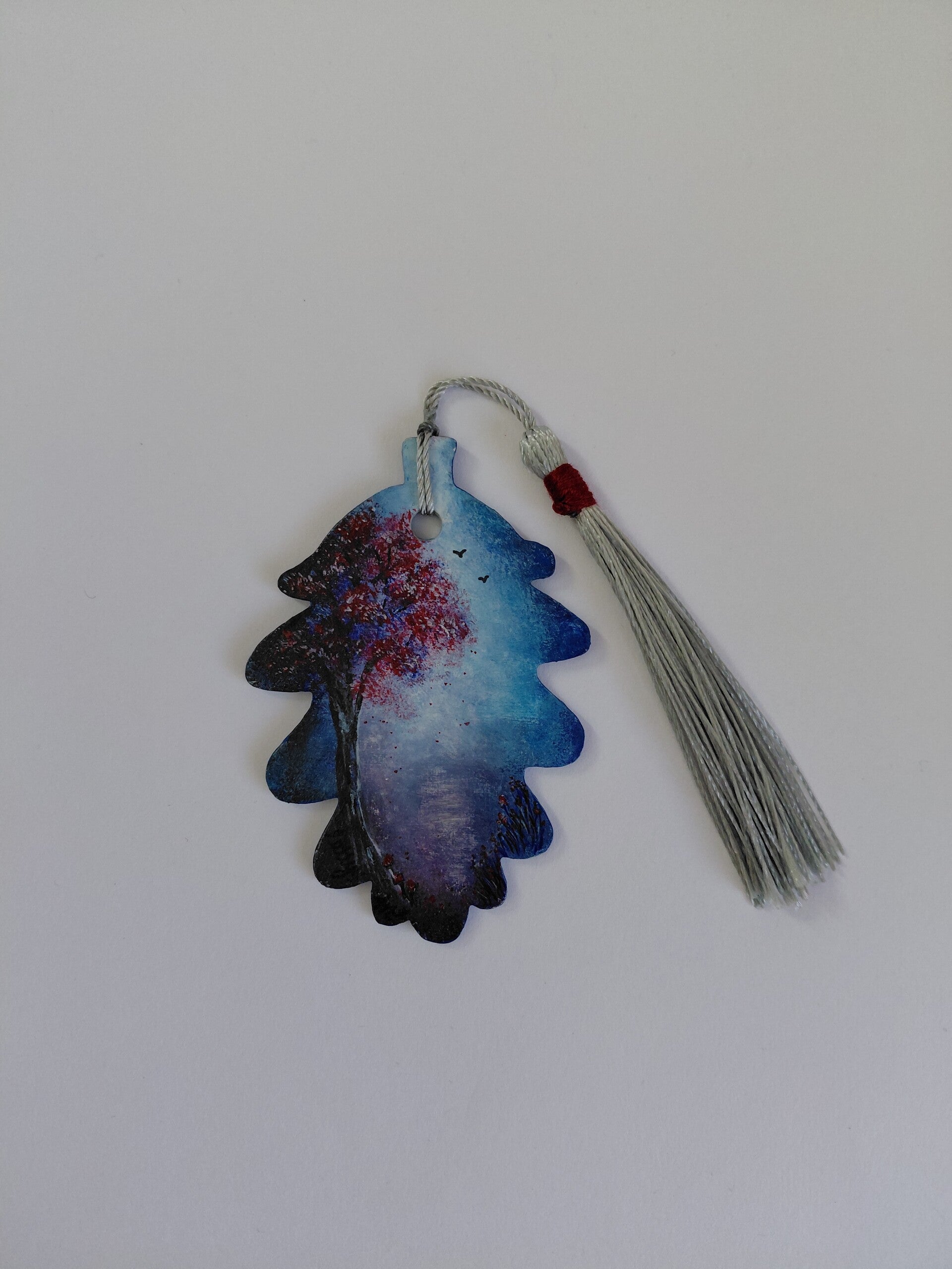"The Red Tree" Original hand painted bookmark