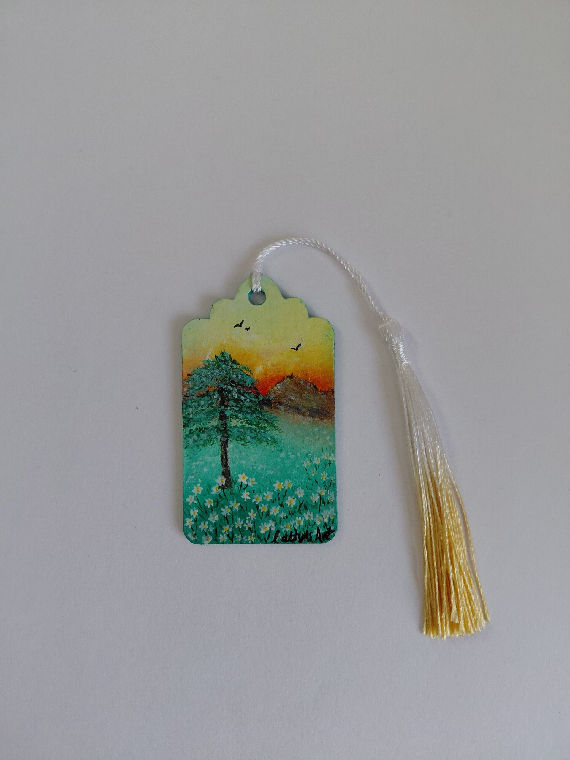 "Where daises grow" Original hand painted bookmark