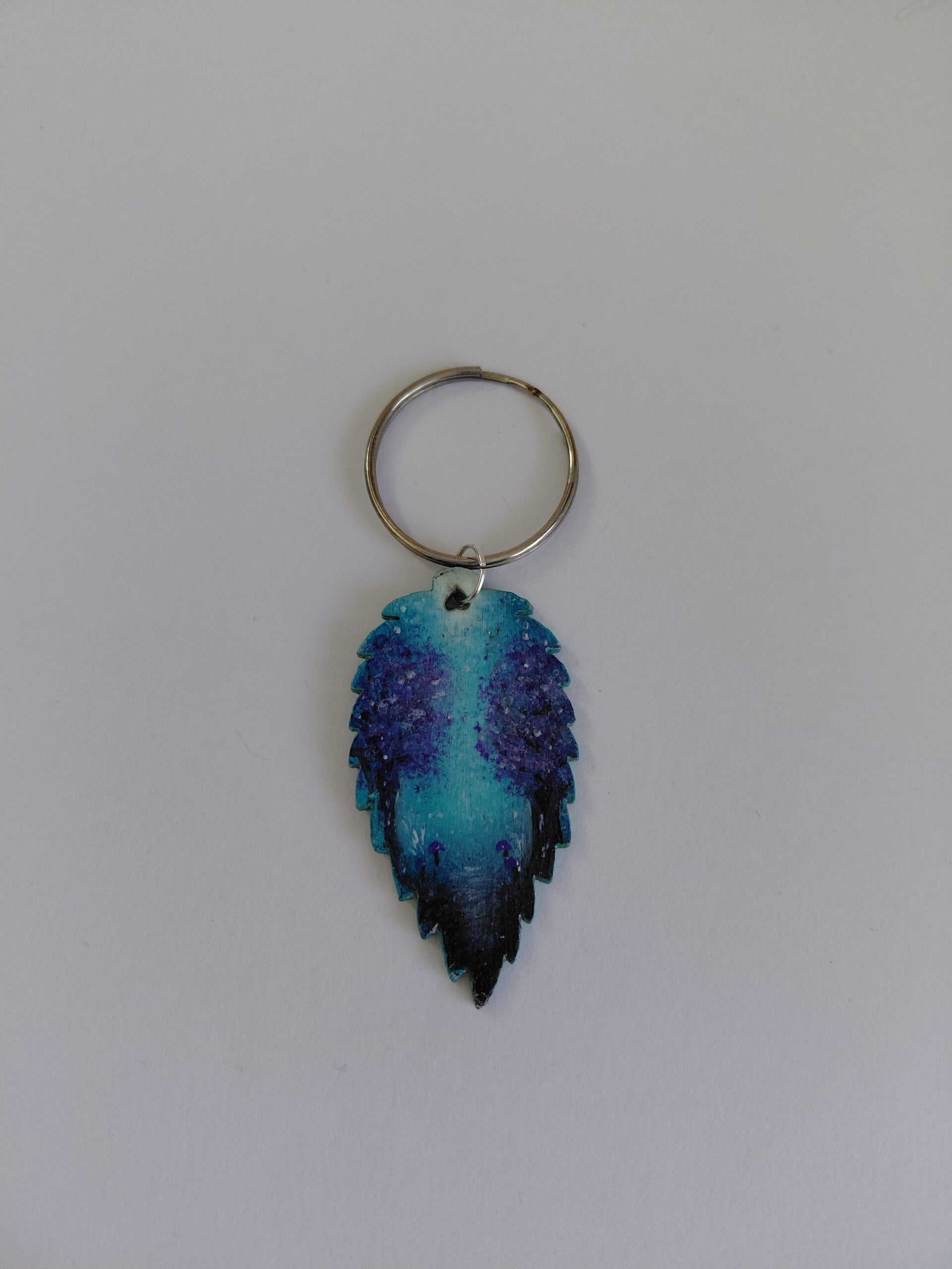"Dreamland" Original hand painted leaf keyring