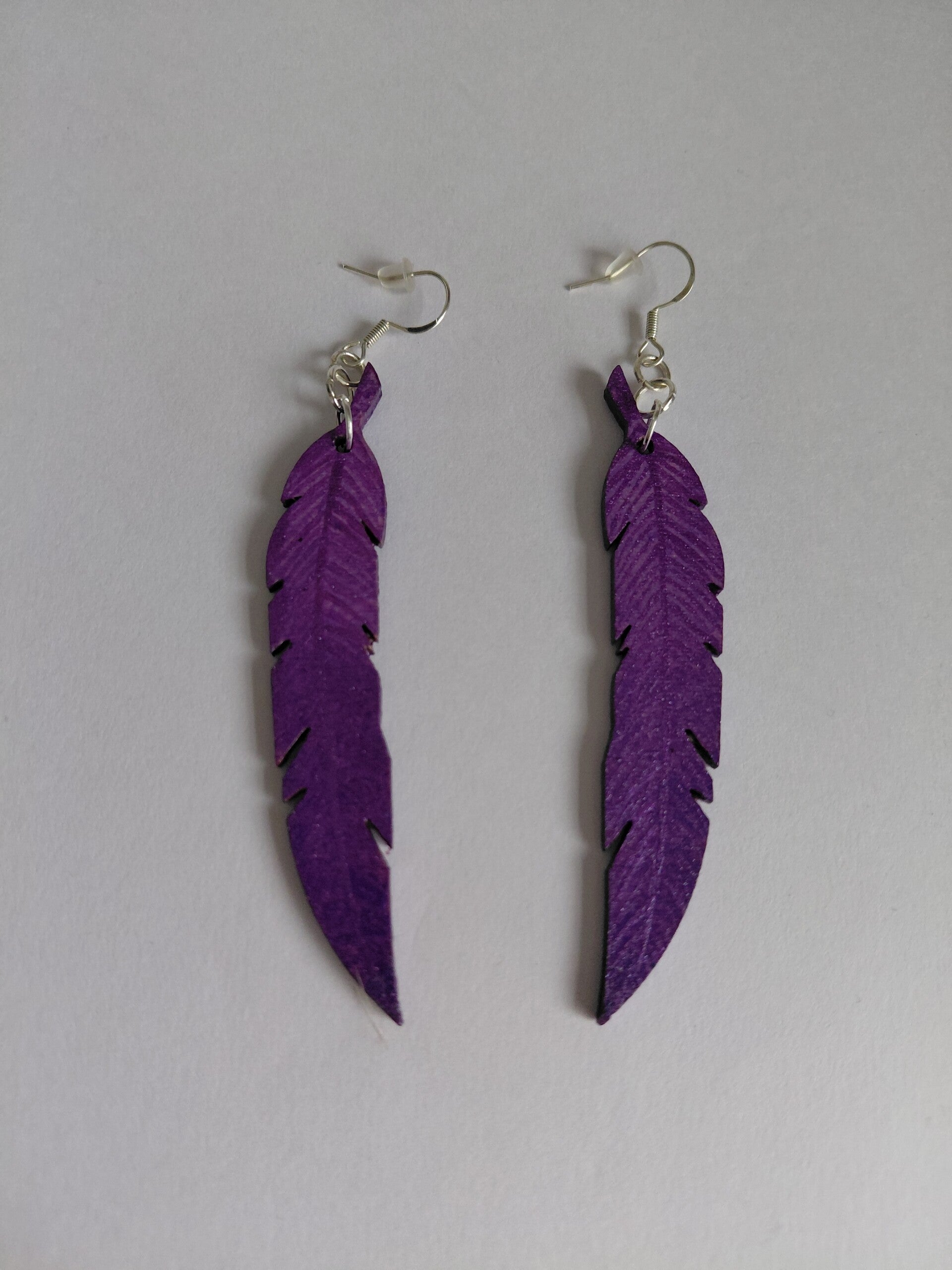 "Purple Dream" Original hand painted feather earrings