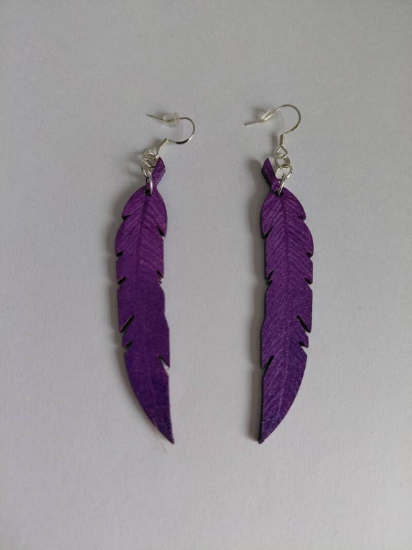 "Purple Dream" Original hand painted feather earrings