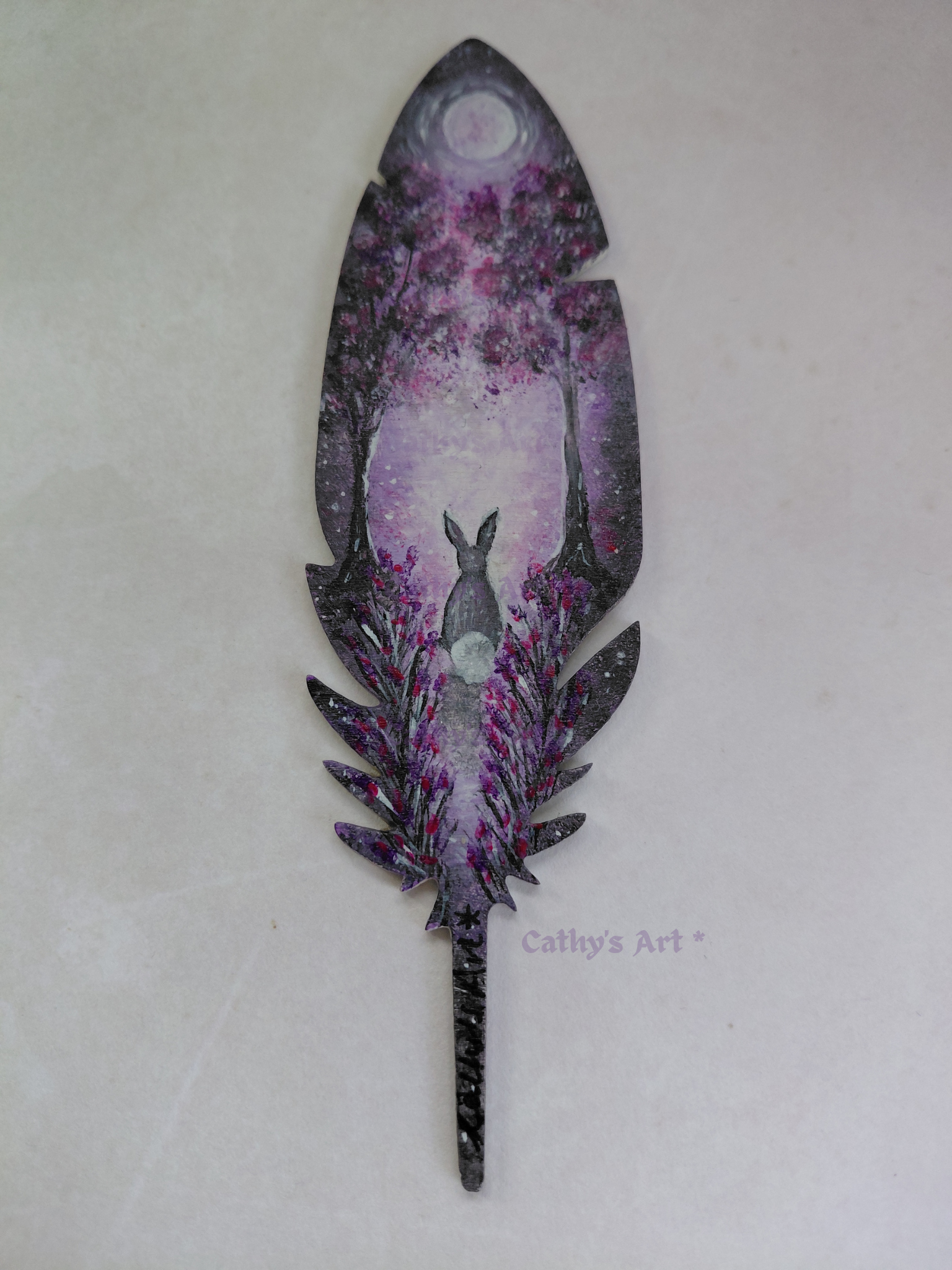 "Mesmerised" Original hand painted feather bookmark