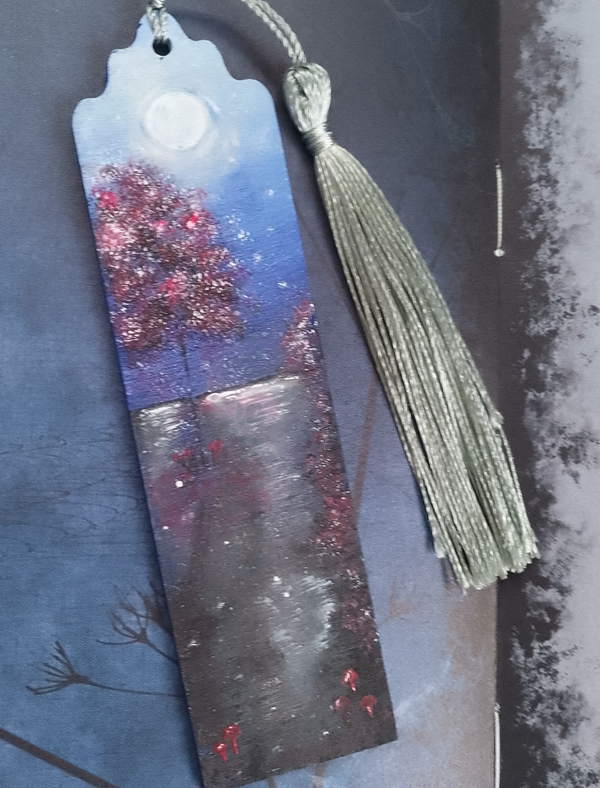 "Under the moon" original painted bookmark "
