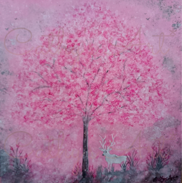 Original Acrylic Painting, "The White Stag"