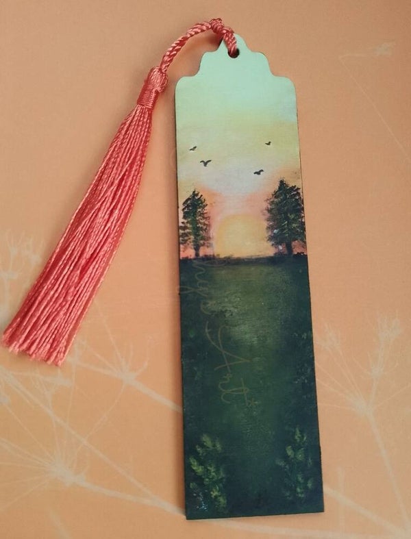 " Sunset" original hand painted bookmark