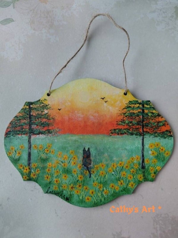 "Nature's Embrace" Original acrylic painting on wooden plaque