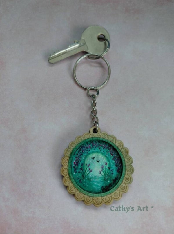 "Mystical Garden" Original hand painted keyring