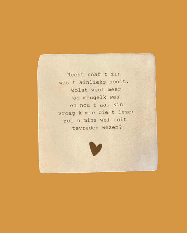 Tegel 'Tevreden' 10x10 cm